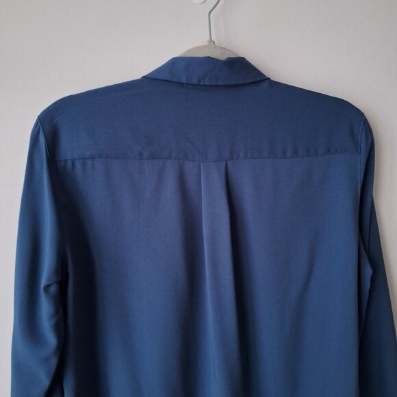 Uniqlo WOMEN'S RAYON LONG SLEEVE BLOUSE - Size S (Blue) - Picture 8 of 8